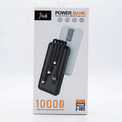 J-Cell J-102 10000mAh Power Bank | 4-in-1 Fast Charging Power Bank