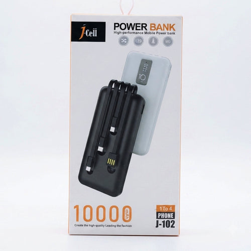 J-Cell J-102 10000mAh Power Bank | 4-in-1 Fast Charging Power Bank